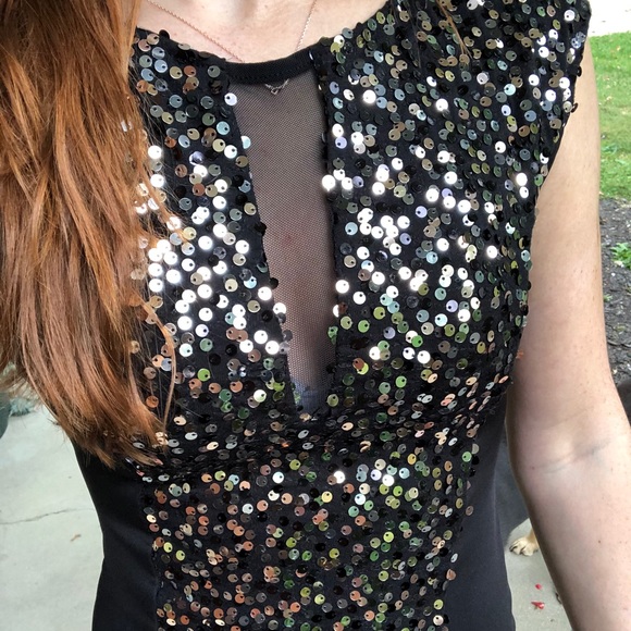 Arden B Black & Sequin Form Fitting Dress. Size S - Picture 2 of 3